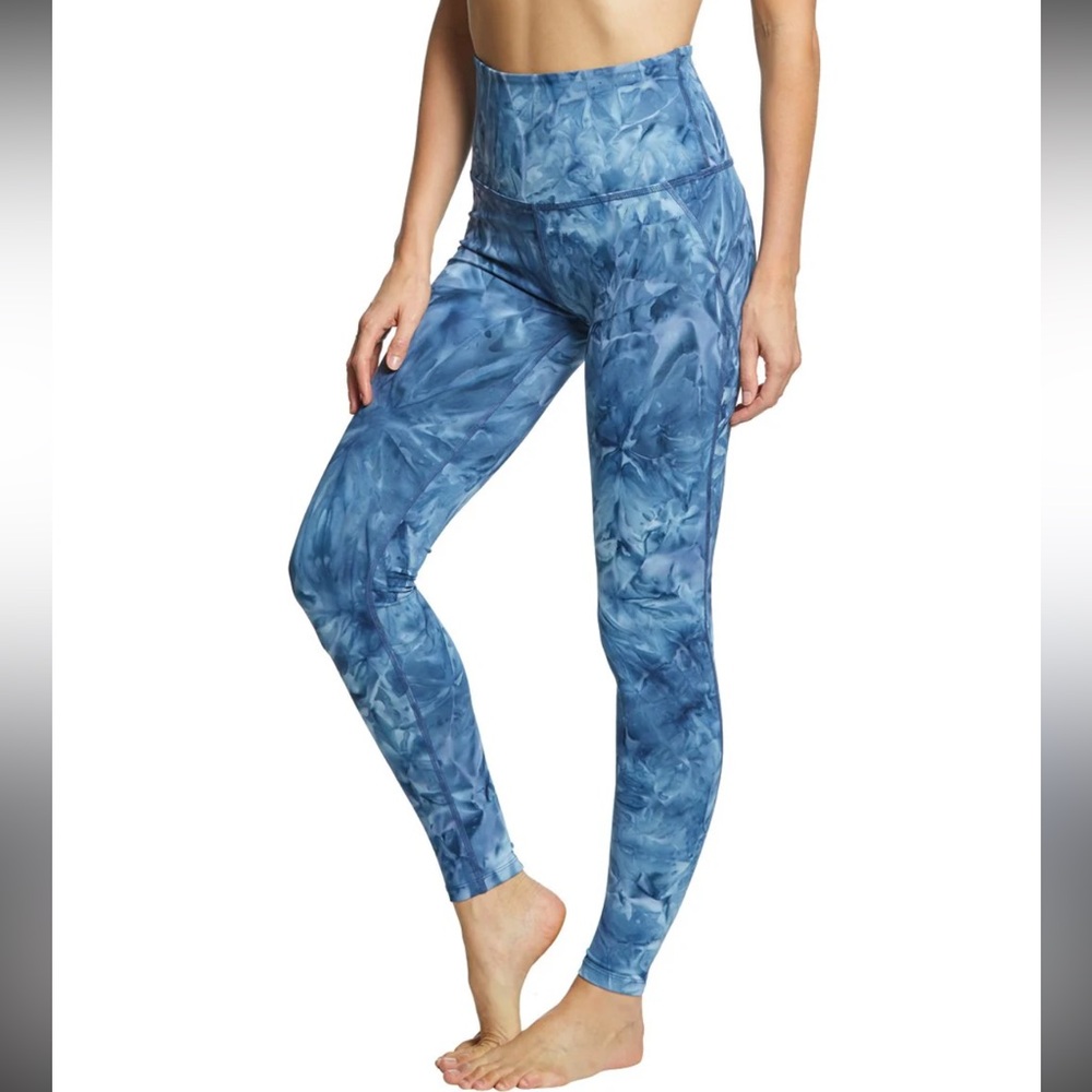 Beyond Yoga Blue Tie-Dye High-Waist Leggings